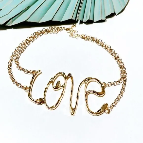 Gold love choker S225 - Picture 1 of 3